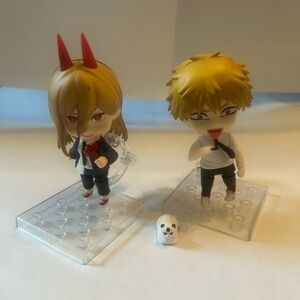 Chainsaw man anime figure lot of power, Denji, and meowy with stands